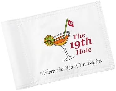 19th Hole Mini Golf Flag, 6 x 8 in, Round Cocktail, White