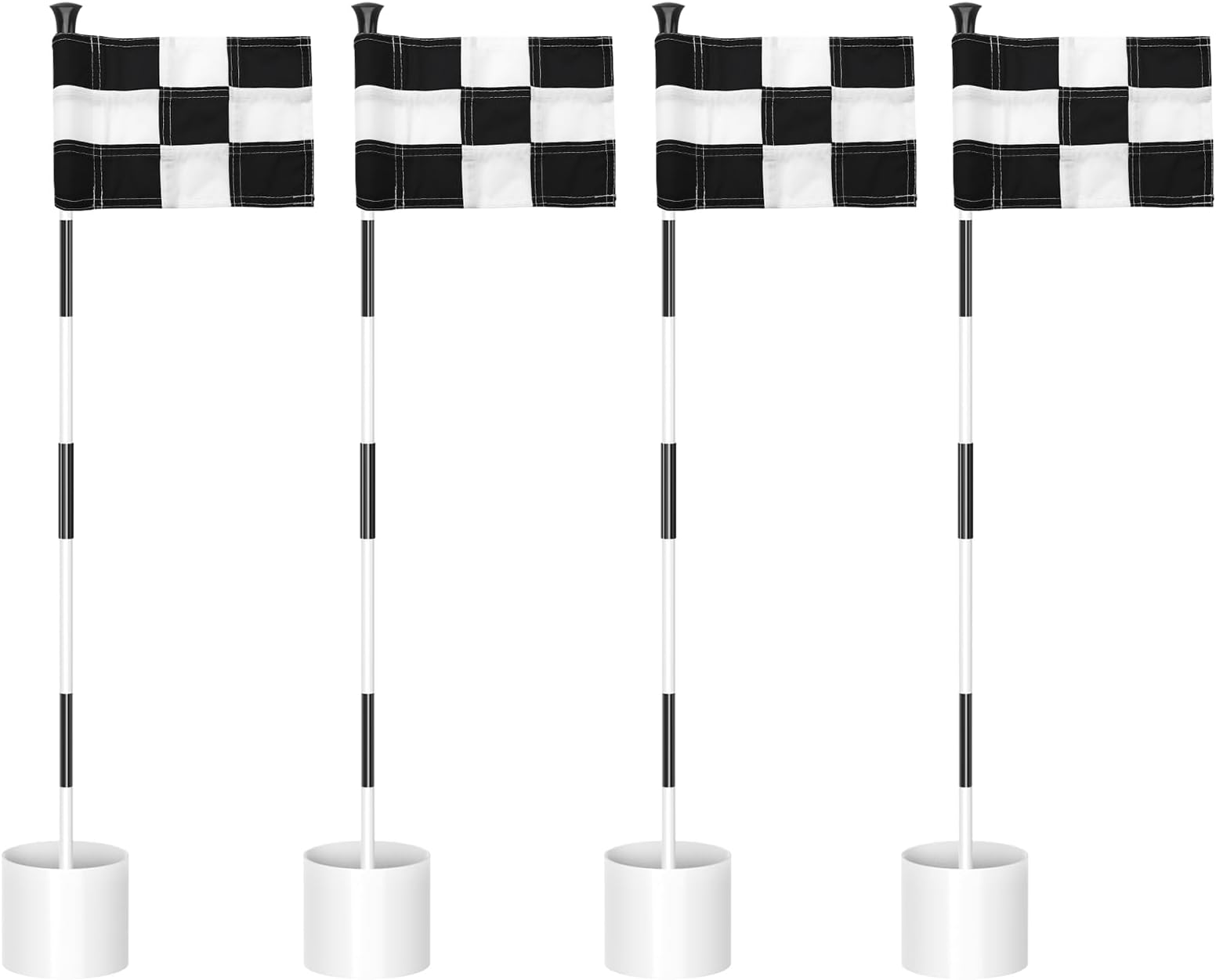 3 ft Striped Golf Flagstick Sets with Checkered Flags, 4 Pack