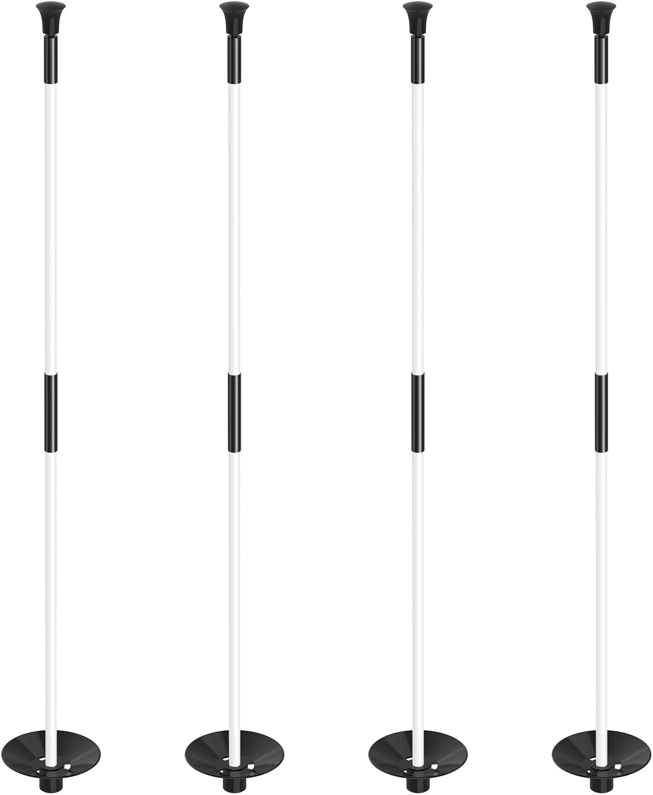 3 ft White Fiberglass Golf Flagsticks, 4 Pack