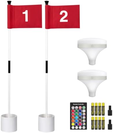 3 ft White Flagstick Sets 1-2 with RGB Top Lights, 2 Sets