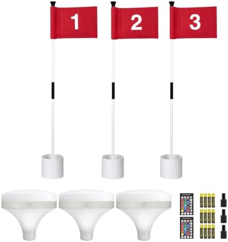 3 ft White Flagstick Sets 1-3 with RGB Top Lights, 3 Sets