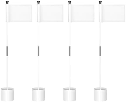 3 ft White Golf Flagstick Sets with White Flags, 4 Pack