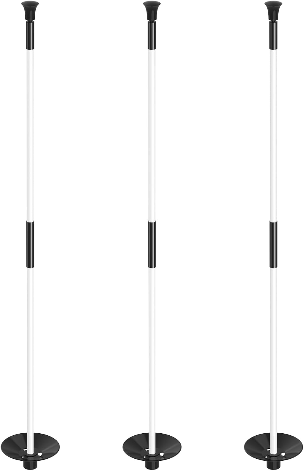 3 ft White Golf Flagsticks with Retrieval Bases, 3 Pack