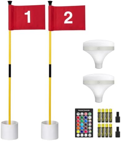 3 ft Yellow Flagstick Sets 1-2 with RGB Top Lights, 2 Sets