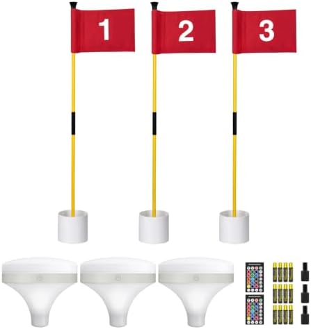 3 ft Yellow Flagstick Sets 1-3 with RGB Top Lights, 3 Sets