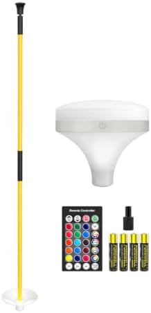 3 ft Yellow Golf Flagstick with RGB Top Light, 1 Set