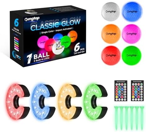 4-Pack Rechargeable Golf Hole Light and 6 Glow in the Dark Golf Balls Bundle