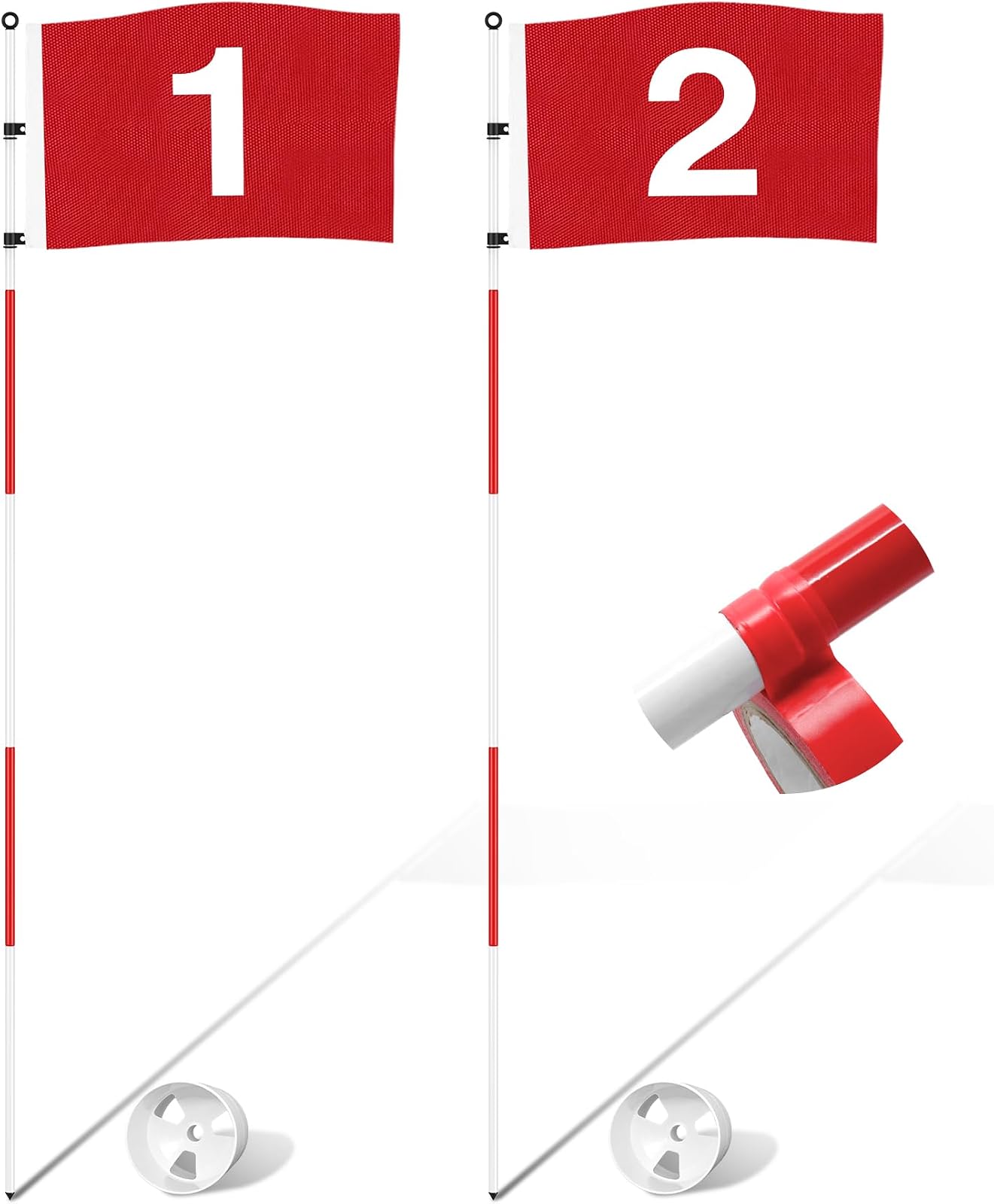 6 ft Metal Golf Flagsticks, Slip-Fit Joints, 2 Pack