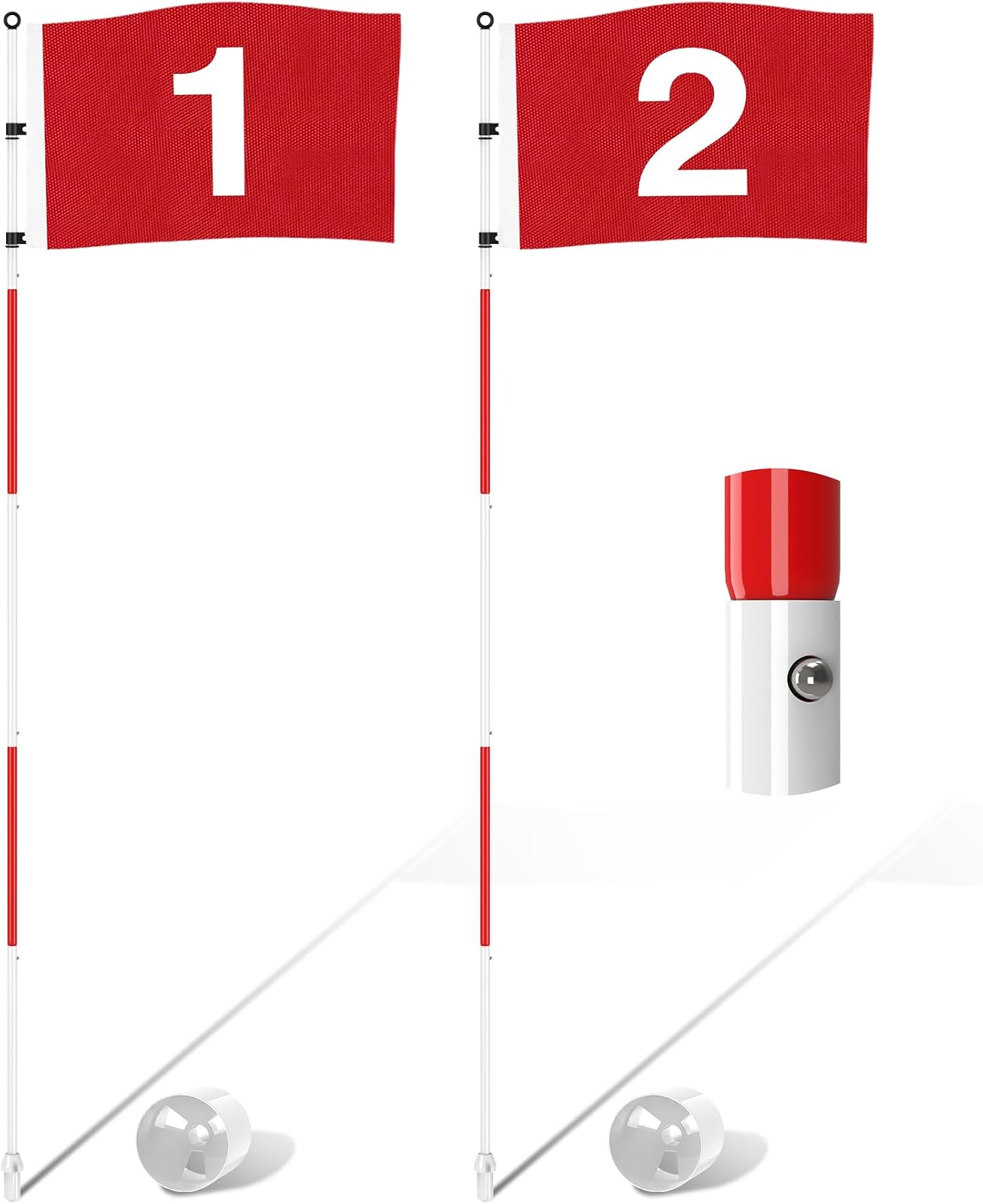 6 ft Metal Golf Flagsticks, Spring-Lock Joints, 2 Pack