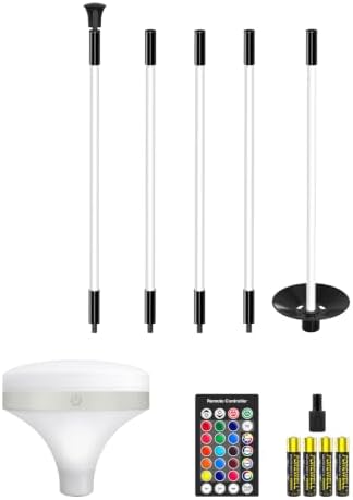6 ft White Golf Flagstick with RGB Top Light, 1 Set