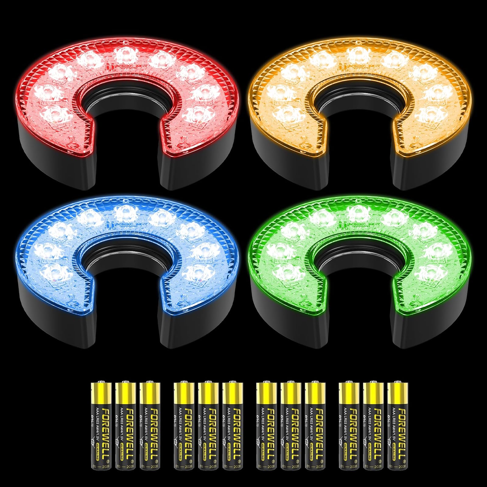 Battery LED Golf Hole Lights, C-Shape, 4 Pack