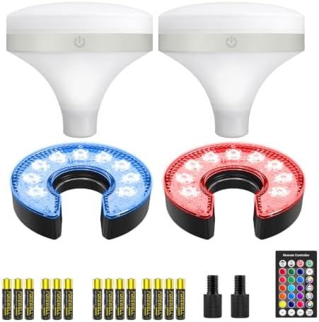 C-Shape Golf Hole Lights with RGB Flagstick Top Lights, 2 Sets