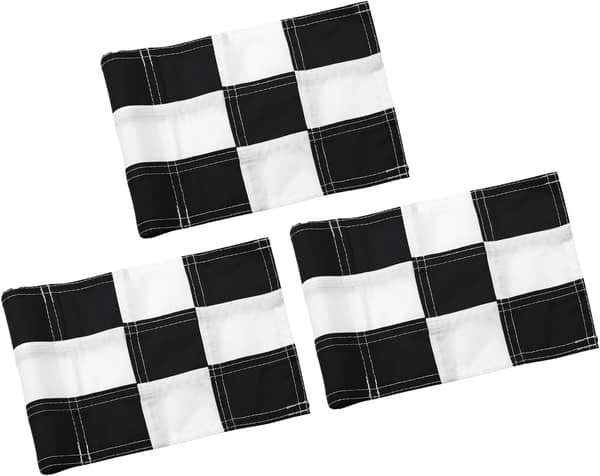 Checkered Mini Golf Flags, 6 x 8 in, Black and White, 3 Pack