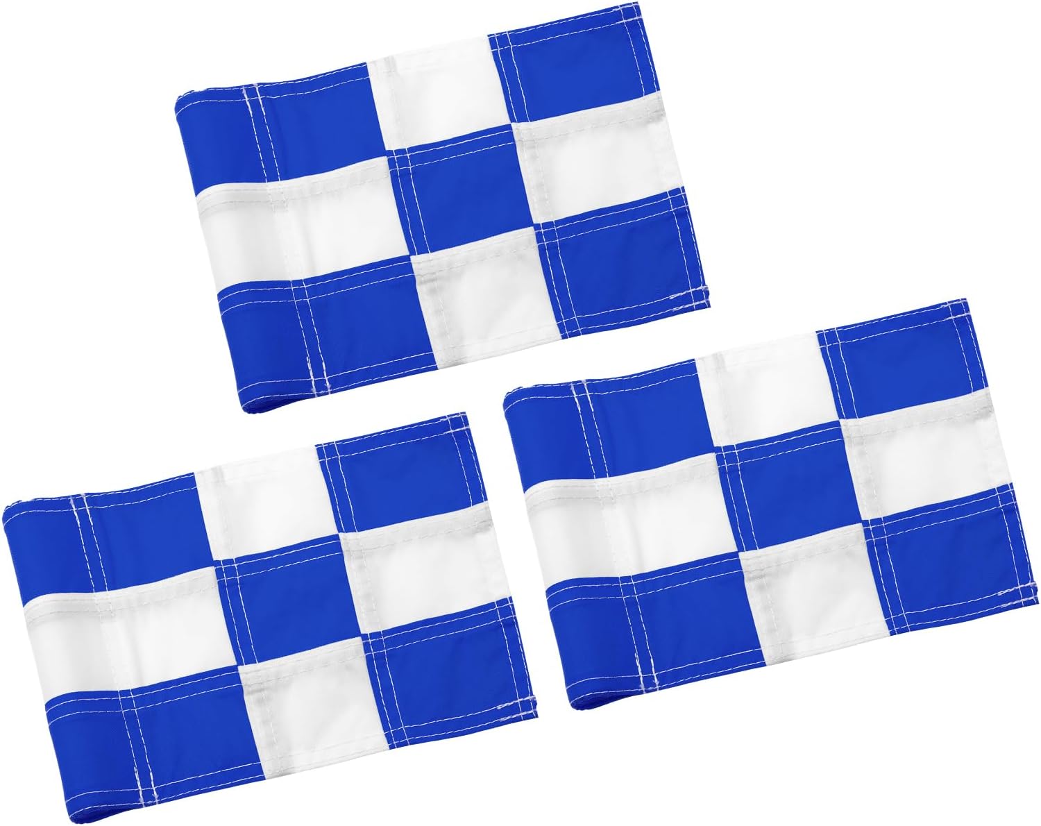 Checkered Mini Golf Flags, 6 x 8 in, Blue and White, 3 Pack