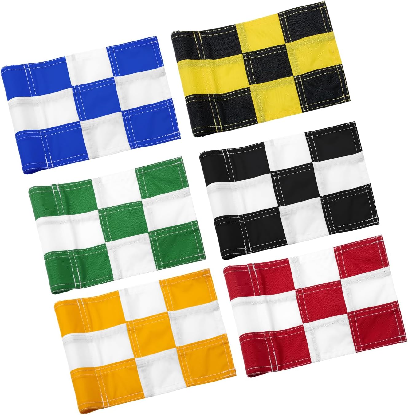 Checkered Mini Golf Flags, 6 x 8 in, Mixed Colors, 6 Pack