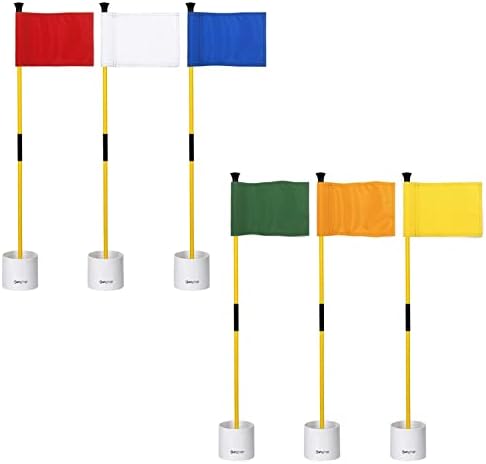 Golf Flagstick Mini, 3 Feet Flagpole 2-Section Design, 4" Putting Cup, 6-Pack