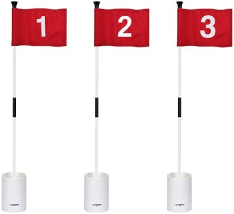 Golf Flagstick Mini, 3 Feet Flagpole 2-Section Design, 6" Putting Cup, Numbered# 1-3