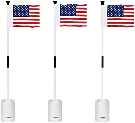 Golf Flagstick Mini, 3 Feet Flagpole 2-Section Design, 6" Putting Cup, 3-Pack
