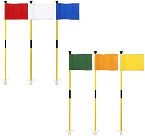 Golf Flagstick Mini, 3 Feet Flagpole 2-Section Design, Golf Pin Flags Set, 6-Pack
