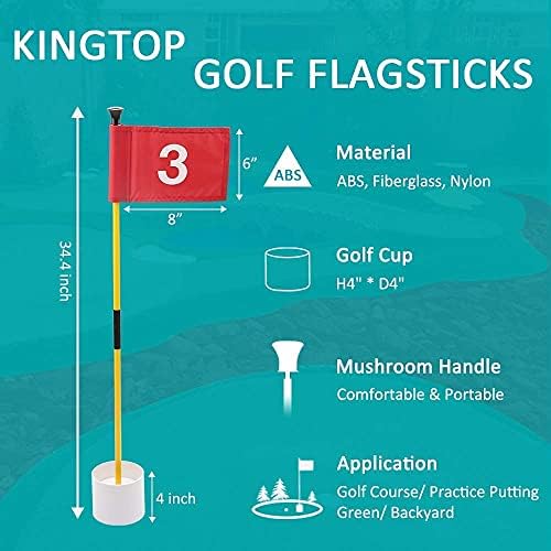 Golf Flagsticks Mini, Putting Green Flag for Yard, All 3 Feet, 5 Pack