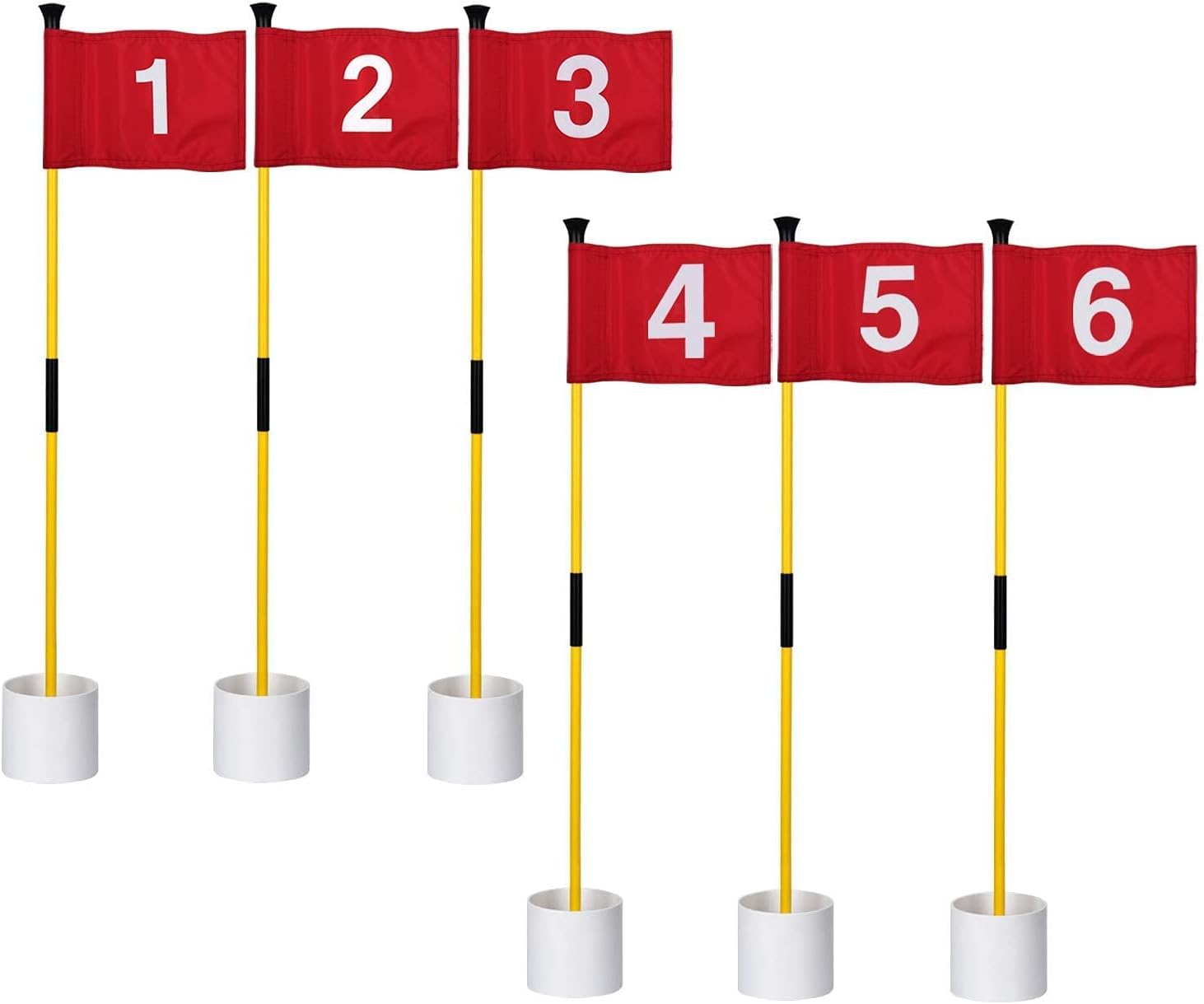 Golf Flagsticks Mini, Putting Green Flag for Yard, All 3 Feet, 6 Pack