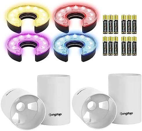 Golf Hole Cup with RGB Light, 4 Holes, Ivory White, Plastic, Foldable