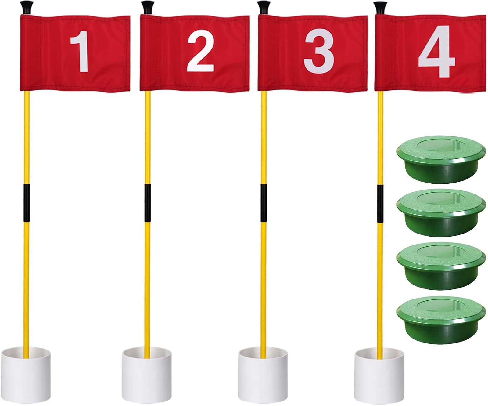 Mini Golf Flagstick with Hole Cup Cover, 4 Pack