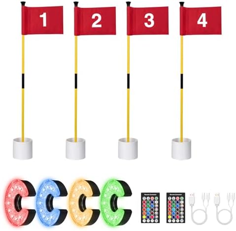 Mini Golf Flagstick with Rechargeable RGB Hole Light, Fits PGA Standard Holes
