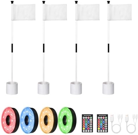 Mini Golf Flagstick with Rechargeable RGB Hole Light