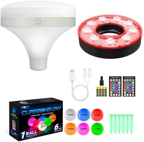 Night Golf, 1 O-Shape Hole Light, 1 Top Light, 6 LED Balls