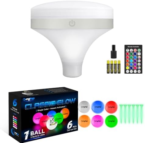 Night Golf, 1 RGB Flagstick Top Light and 6 LED Golf Balls