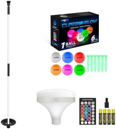 Night Golf, 1 White Flagstick, 1 Top Light, 6 LED Balls