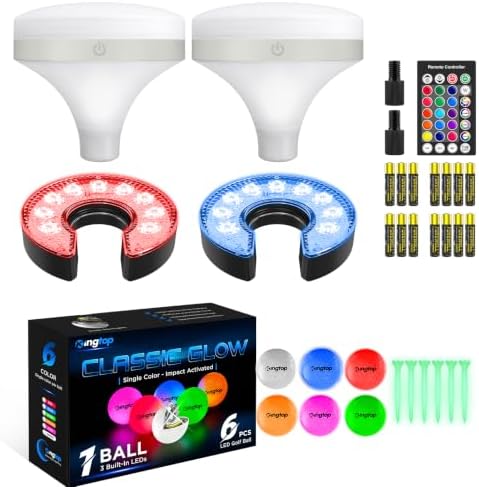Night Golf, 2 C-Shape Hole Lights, 2 Top Lights, 6 LED Balls