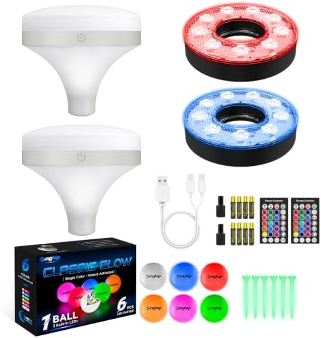Night Golf, 2 O-Shape Hole Lights, 2 Top Lights, 6 LED Balls