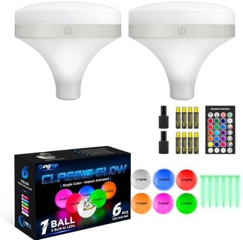 Night Golf, 2 RGB Flagstick Top Lights and 6 LED Golf Balls