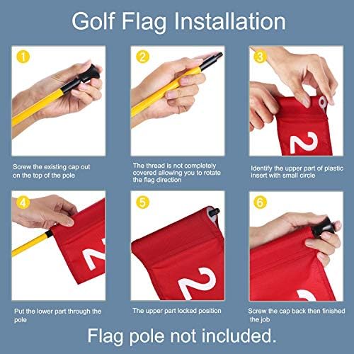 Numbered Golf Flag with Tube Inserted, All 8" L x 6", 6 Pack