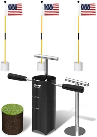 Portable Golf Hole Cutter and 3ft Golf Flagstick Bundle