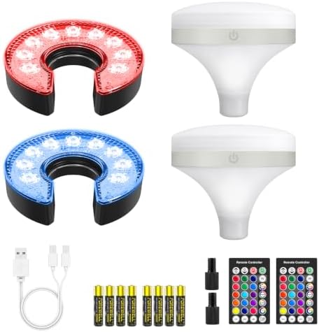 Rechargeable C-Shape Hole Lights with RGB Flagstick Lights, 2 Sets