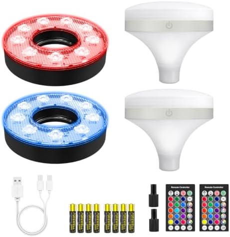 Rechargeable O-Shape Hole Lights with RGB Flagstick Lights, 2 Sets