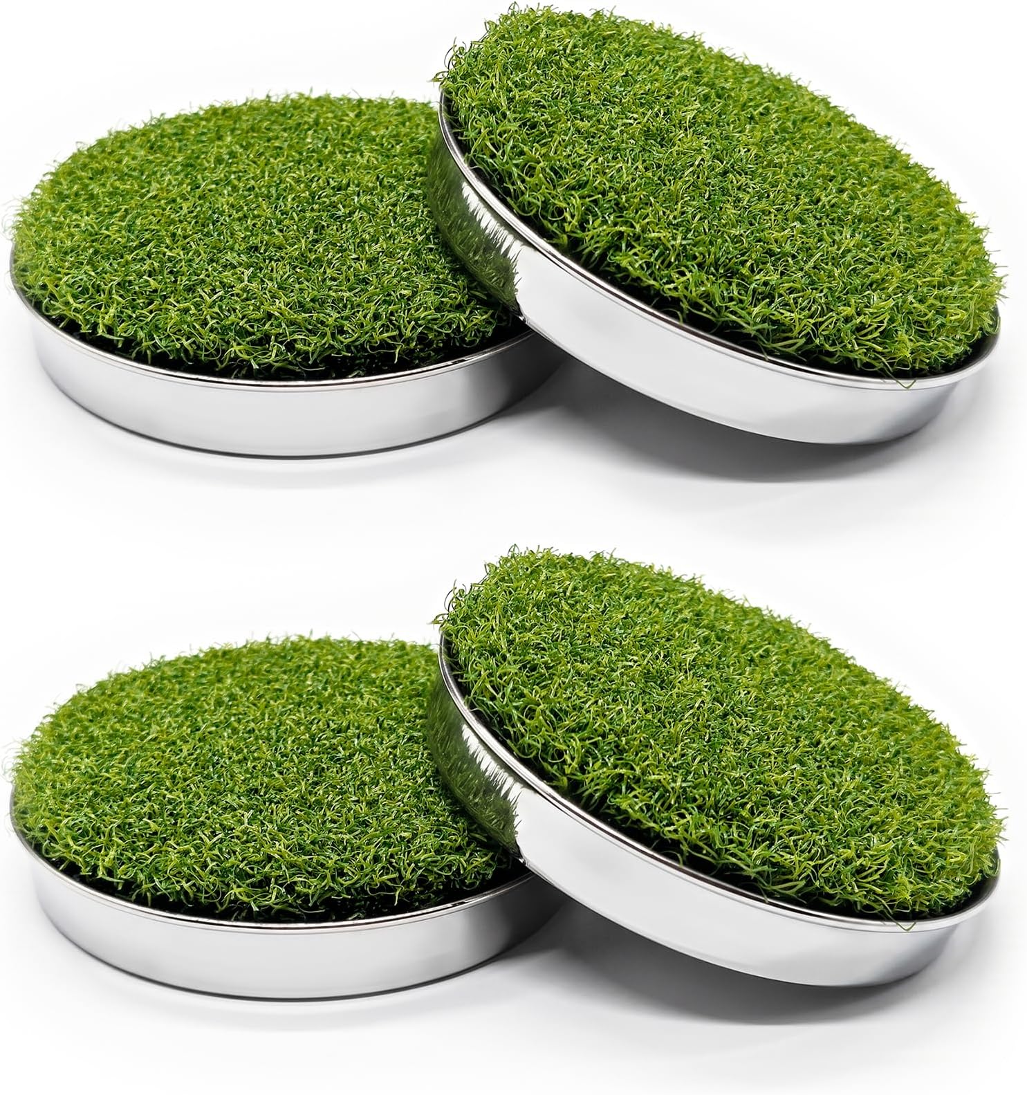 Stainless Steel Golf Hole Cup Covers with Turf, 4 Pack